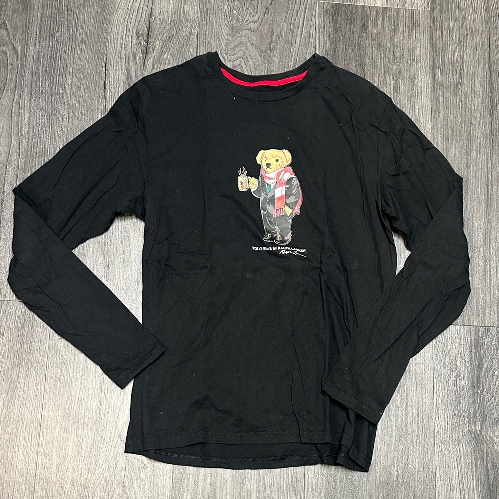 Polo Ralph Lauren Black Long Sleeve Teddy Bear Tee